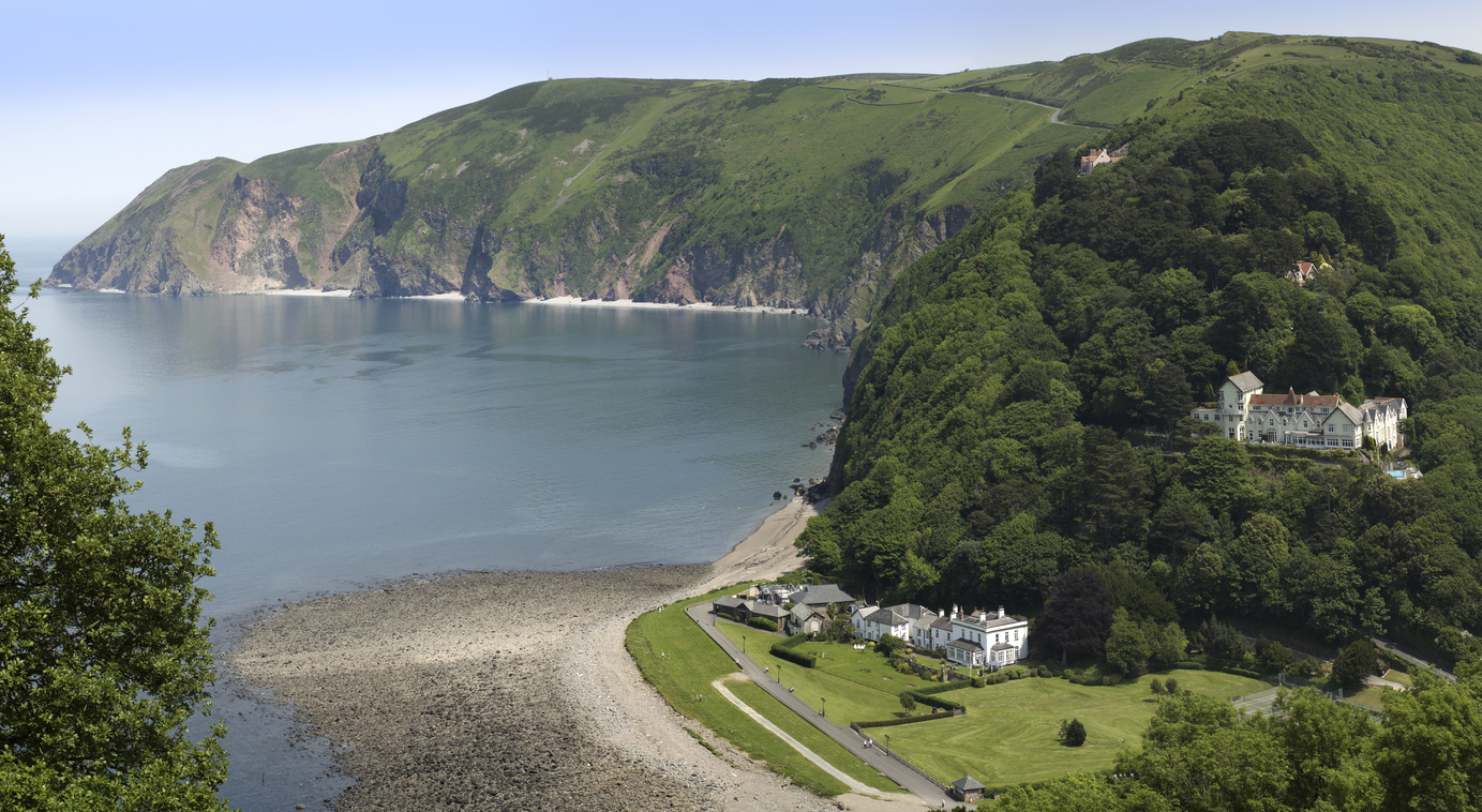 the rocky shore and headland at lynmouth devon