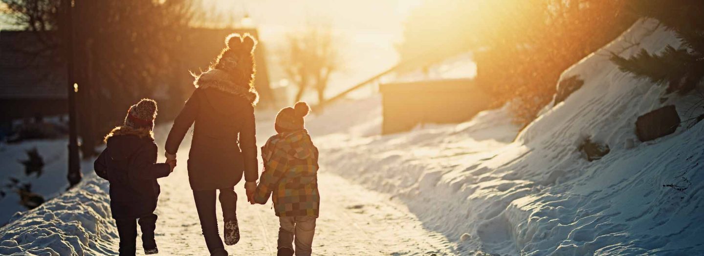 Family winter walk in devon