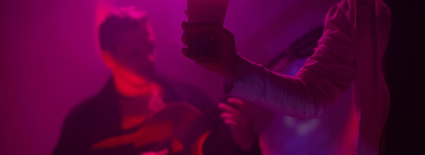 Band playing in lively bar