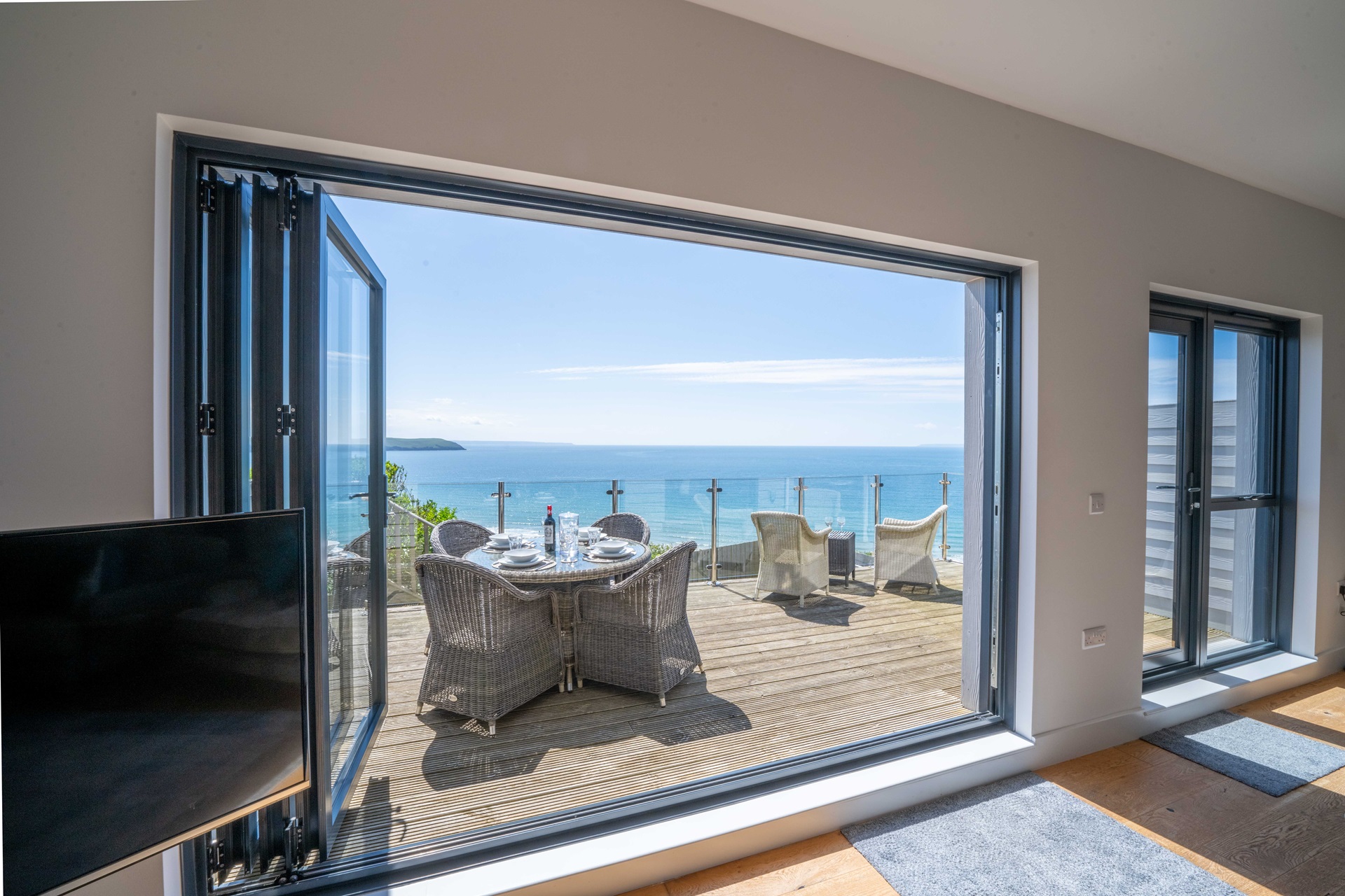 Sea view across Woolacombe Bay from Rock Pool Holiday Home