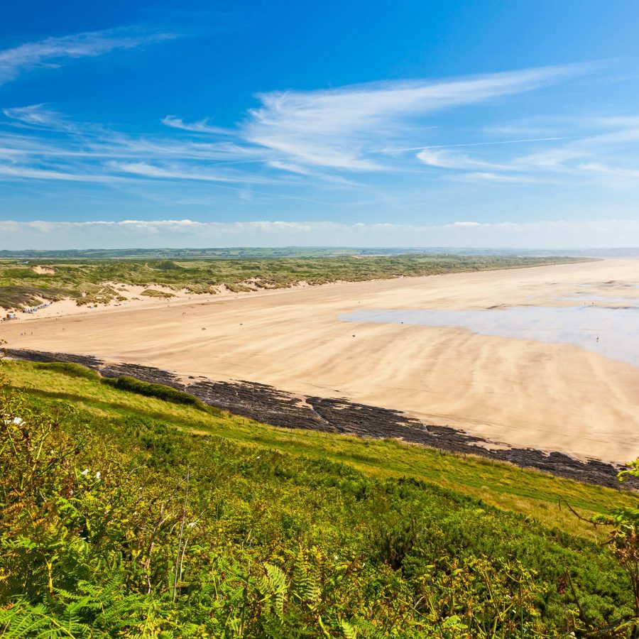 Overlooking the golden sandy beach at Saunton Sands Devon England UK